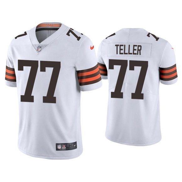 Men Cleveland Browns #77 Wyatt Teller Nike White Game NFL Jersey